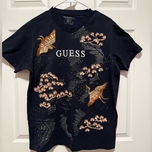 Guess Navy T-Shirt with Bird Graphic